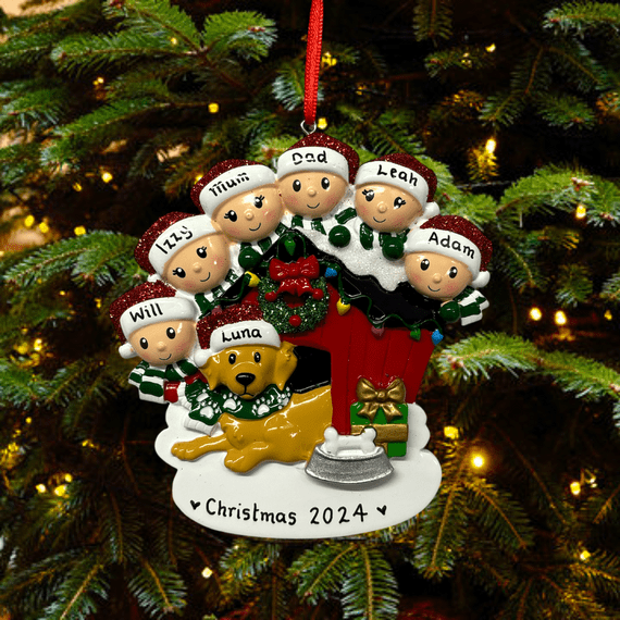 Kennel Family of 6 with Dog Personalised Decoration