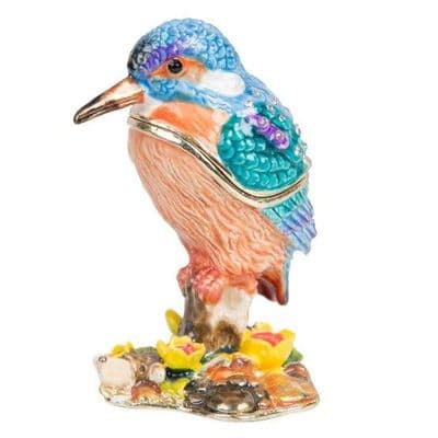 Kingfisher with Flowers Treasured Trinket Box