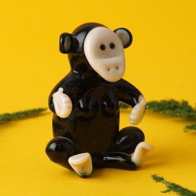 Monkey Sitting Glass Figurine