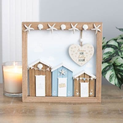 Ocean Air 3D Shell Beach Hut Plaque