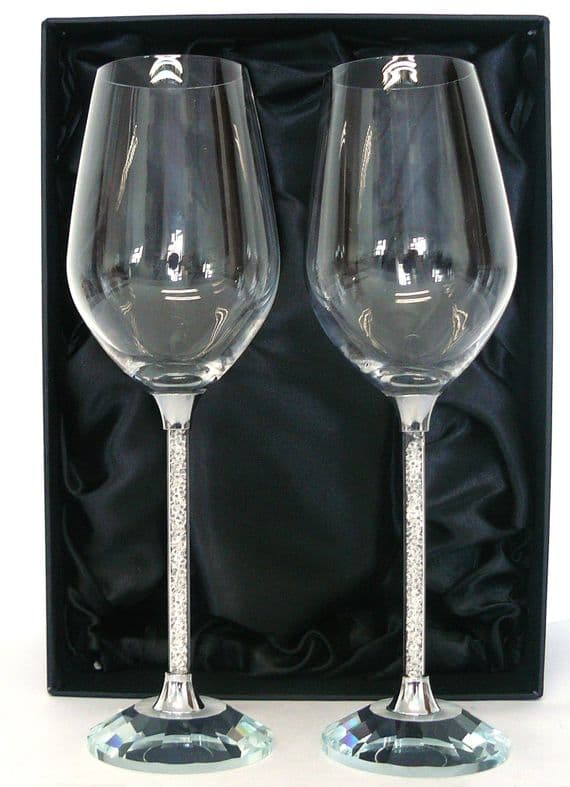 Pair of Diamante Stem Goblets