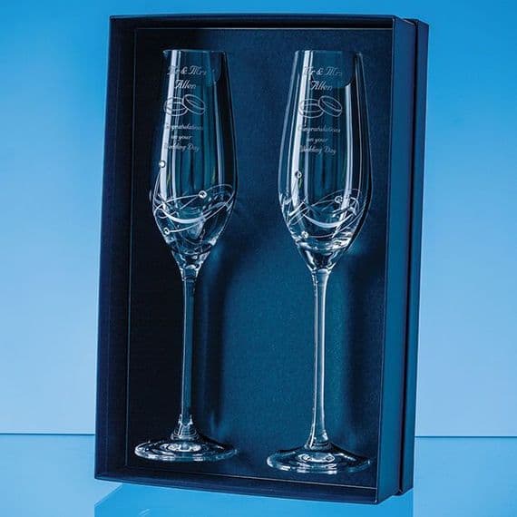 Pair of Elegance Spiral Cut Diamante Flutes
