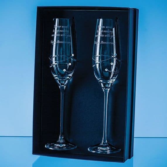 Pair of Spiral Cut Diamante Flutes
