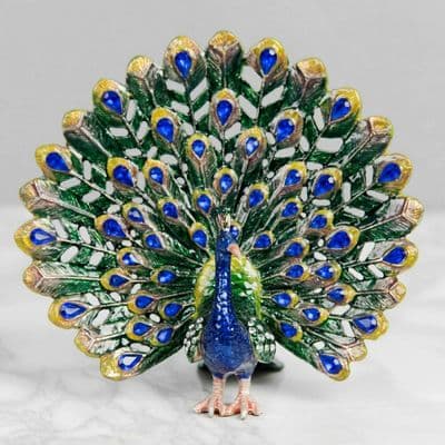 Peacock Train Rattling Treasured Trinket Box