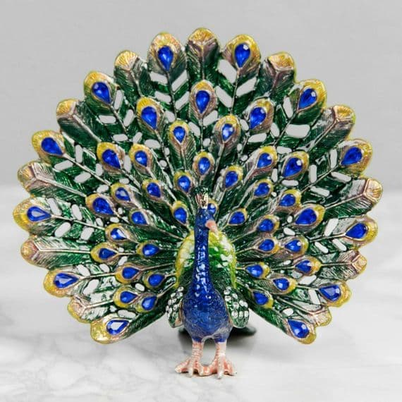 Peacock Train Rattling Trinket Box - Treasured Trinkets by Sophia