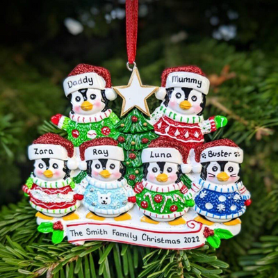 Penguin Family of 6 - Personalised