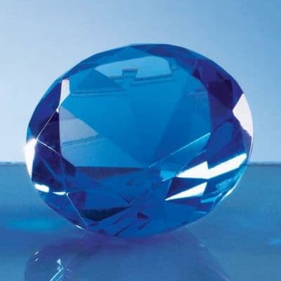 Personalised 100mm Blue Diamond Paperweight Engraved