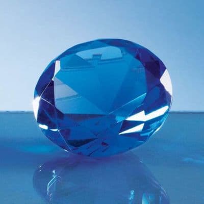 Personalised 80mm Blue Diamond Paperweight Engraved