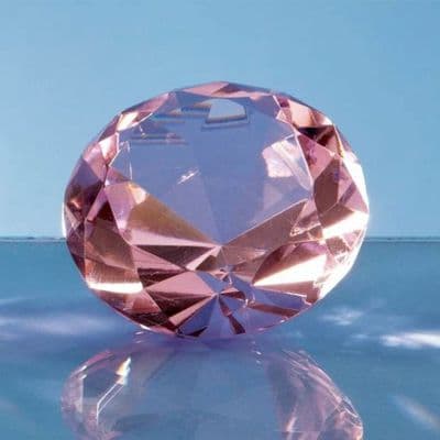 Personalised 80mm Pink Diamond Paperweight Engraved
