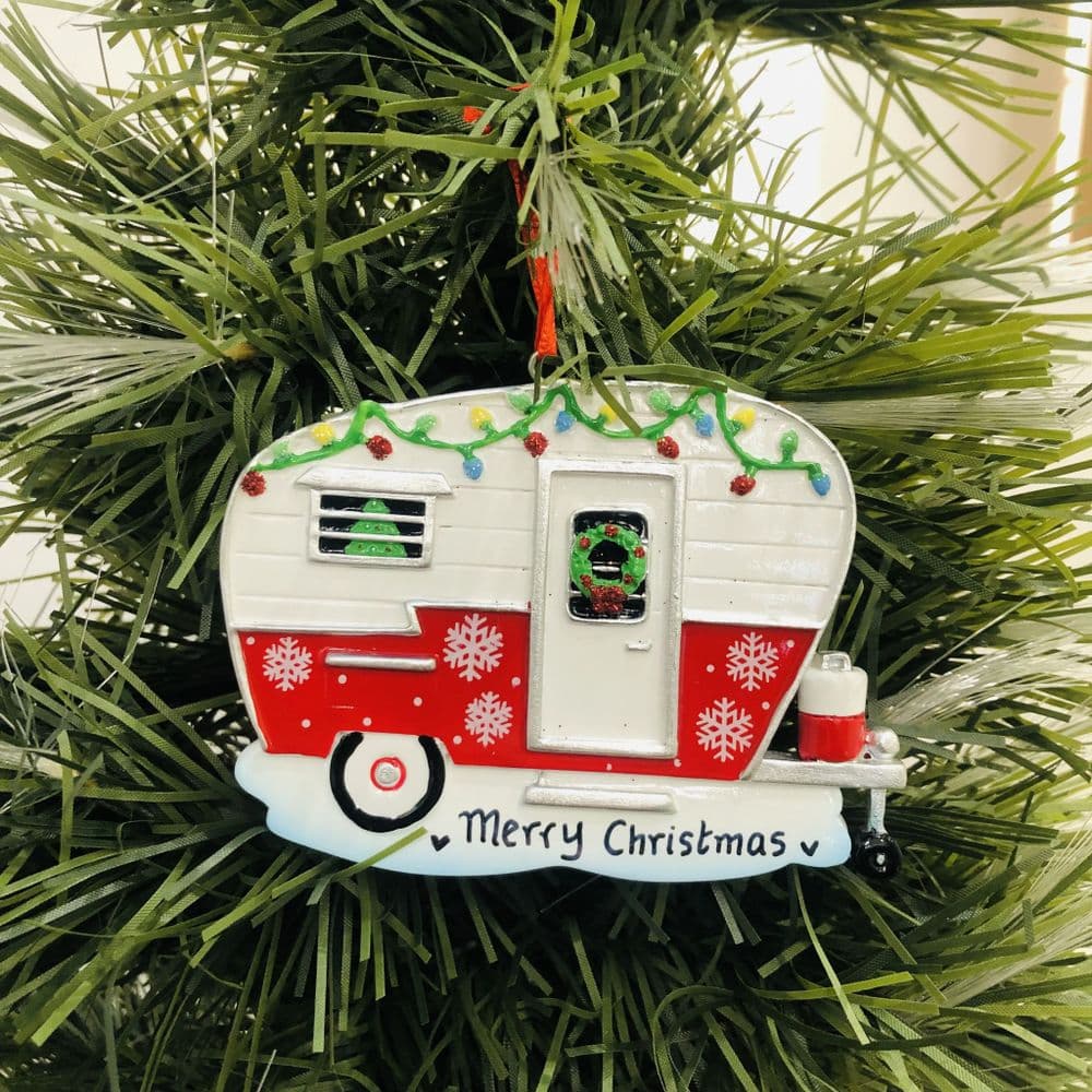 Personalised Caravan Christmas Tree Decoration Merry Christmas Home is