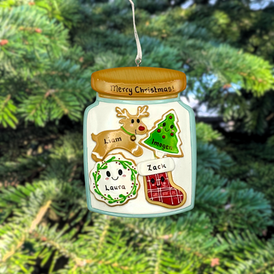 Personalised Cookie Jar Family of 4 Christmas Tree Decoration