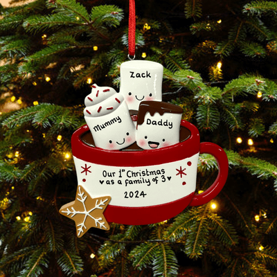 Personalised Family of 3 Hot Chocolate Christmas Tree Decoration