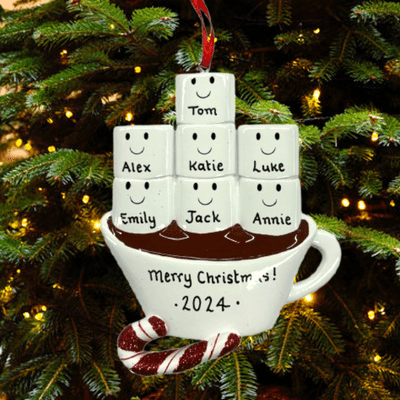 Personalised Family of 7 Hot Chocolate Christmas Tree Decoration