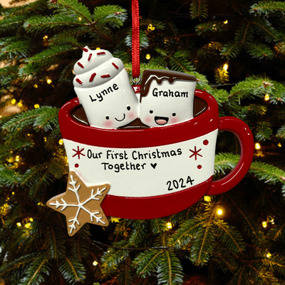 Personalised Hot Chocolate Couple Christmas Tree Decoration
