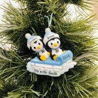 Personalised Penguin Couple Tree Decoration Cute First Christmas Together 1st Xmas 2025 Bauble Hanging Ornament Mr & Mr Best Friends