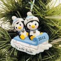 Personalised Penguin Couple Tree Decoration Cute First Christmas Together 1st Xmas 2025 Bauble Hanging Ornament Mr & Mr Best Friends
