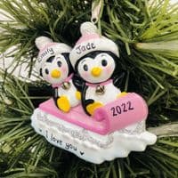 Personalised Penguin Couple Tree Decoration Cute First Christmas Together 1st Xmas 2025 Bauble Hanging Ornament