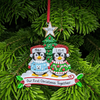 Personalised Penguin Couple Tree Decoration Cute First Christmas Together 1st Xmas 2021 Bauble Hanging Ornament
