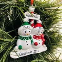 Personalised Snowman Couple Tree Decoration Cute First Christmas Together 1st Xmas 2021 Bauble Hanging Ornament