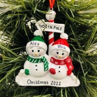 Personalised Snowman Couple Tree Decoration Cute First Christmas Together 1st Xmas 2021 Bauble Hanging Ornament