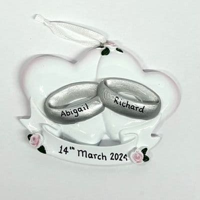 Personalised Wedding Decoration Heart with Silver Rings