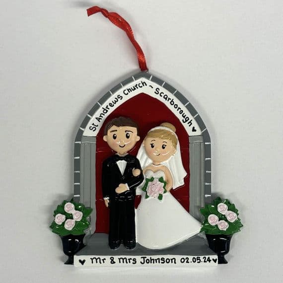 Personalised Wedding Decoration Married Couple in Doorway