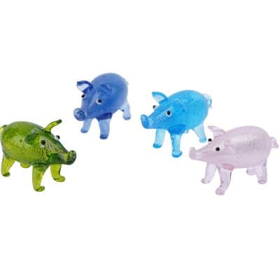 Pig Glass Figurine - 4 Colours Available