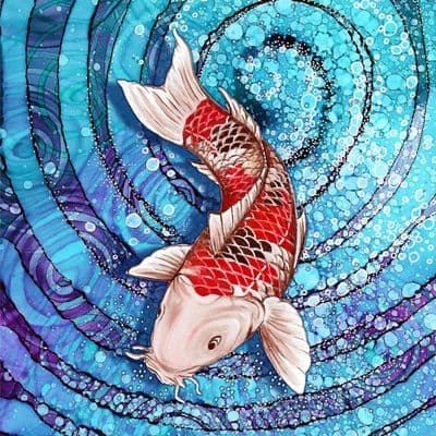 Pond Life Koi Fish 1 Ceramic Coaster By Jo Crafts