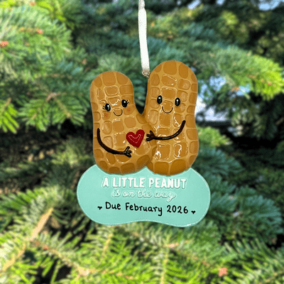 Pregnant Peanut Couple Personalised Christmas Decoration