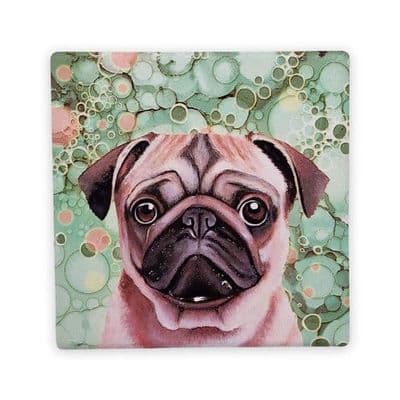 Pug Ceramic Coaster By Jo Crafts