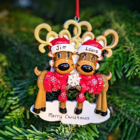 Reindeer Couple - Personalised 2022 Design - Mr & Mrs 1st Christmas Together Christmas Tree Keepsake