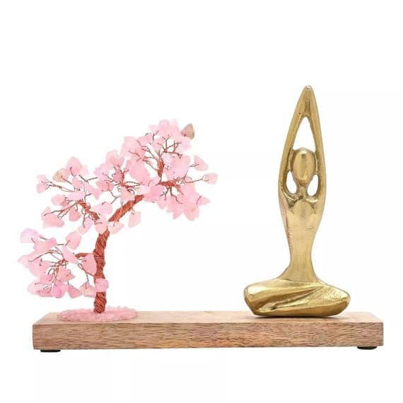 Rose Quartz Gemstone Tree Yoga Ornament - Serenity