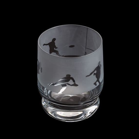 Rugby Themed Tumbler - Aspect: Visions in Glass - Dartington Glass Tumbler