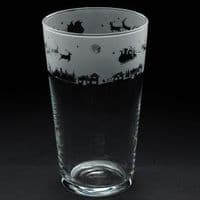 Santa and Reindeers Christmas Pint Glass 57cl