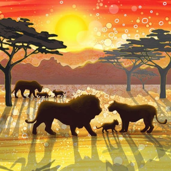 Savannah Silhouette Lion Ceramic Coaster By Jo Crafts