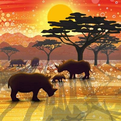 Savannah Silhouette Rhino Ceramic Coaster By Jo Crafts