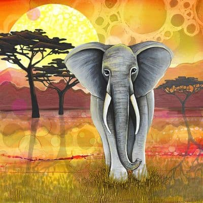 Savannah Sunset Elephant Ceramic Coaster By Jo Crafts