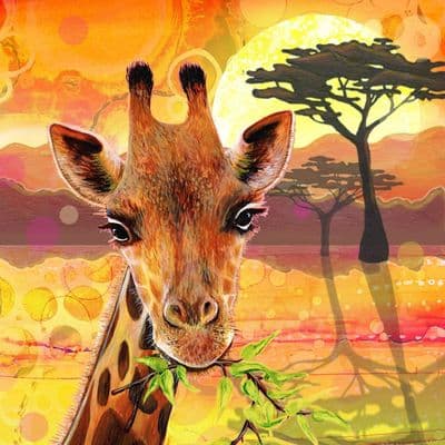 Savannah Sunset Giraffe Ceramic Coaster By Jo Crafts