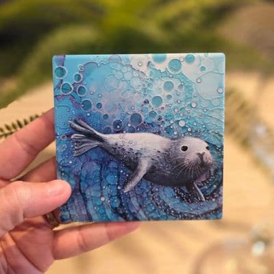 Seal Ceramic Coaster By Jo Crafts