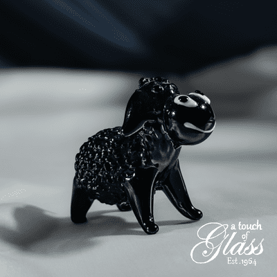 Sheep Black Glass Figurine