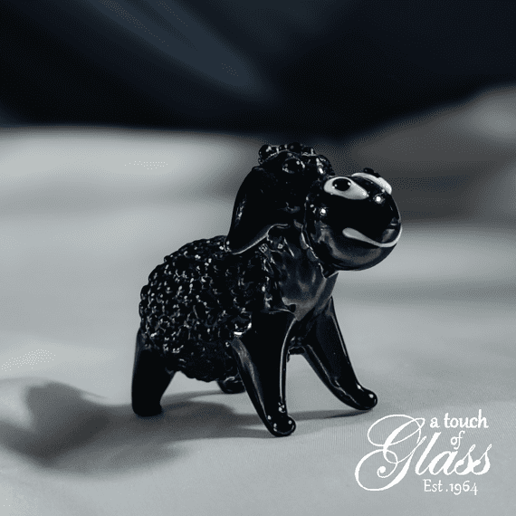 Sheep Black Glass Figurine