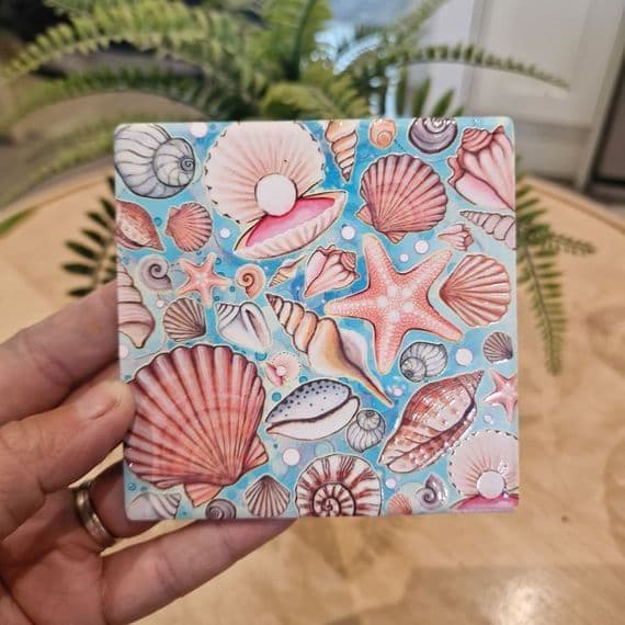 Shells Ceramic Coaster By Jo Crafts