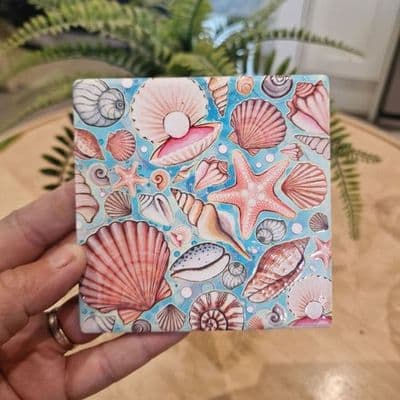 Shells Ceramic Coaster By Jo Crafts