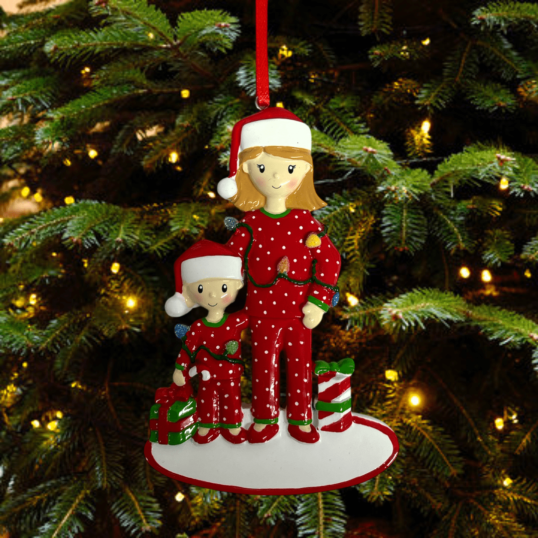 Single Mum with Child Personalised Christmas Tree Decoration