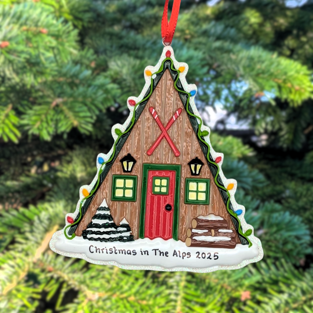 Ski Chalet Personalised Christmas Decoration