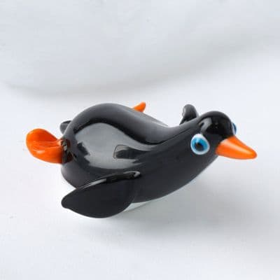 Sliding Penguin Glass Figurine