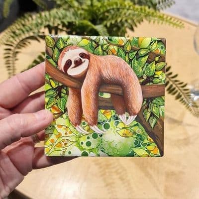 Sloth Ceramic Coaster By Jo Crafts