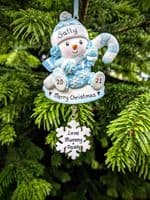 Personalised Baby's First Christmas Tree Decoration 1st Xmas 2021 Bauble Snowman Candy Cane Hanging Ornament Keepsake