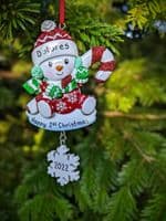 Personalised Baby's First Christmas Tree Decoration 1st Xmas 2021 Bauble Snowman Candy Cane Hanging Ornament Keepsake