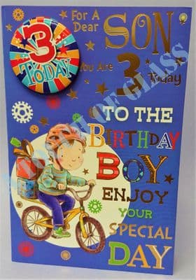 Son 3rd Birthday Card with Badge